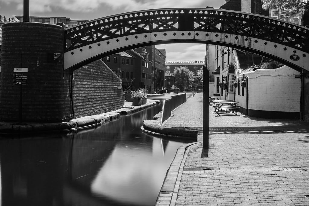 Birmingham canal towpath in Brindleyplace